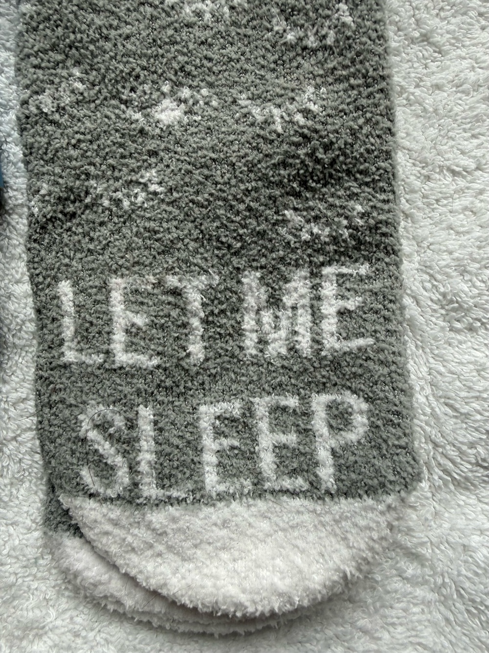 Life is Good Blue Gray Snuggle Socks - Aloe Infused Gray Sleep Socks - Picture 5 of 7